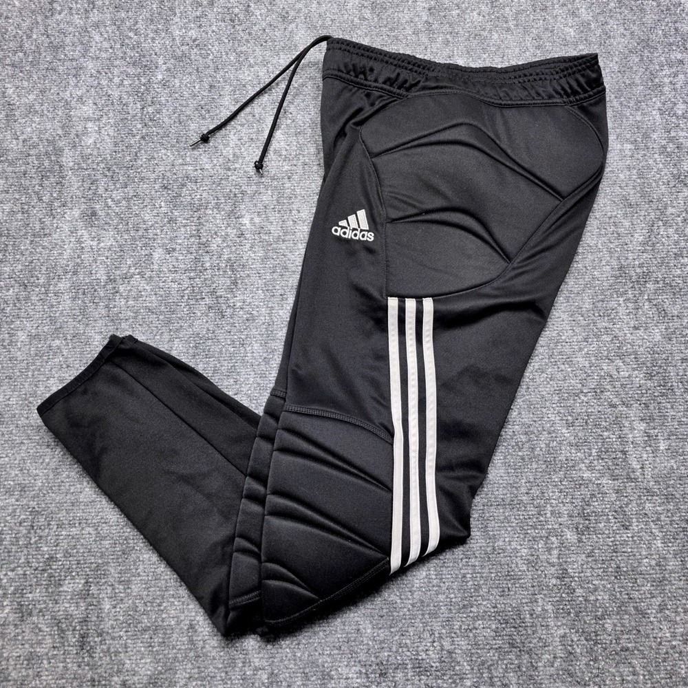 Adidas Men's Black Padded Training Pants with Three Stripes